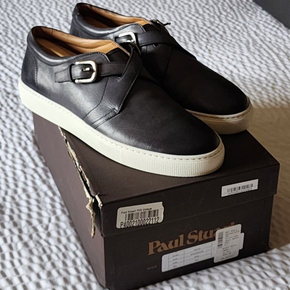 PAUL STUART 'PAULO' Gray Leather CrissCross Monkstrap Sneaker 9.5 D US *MINT* - Picture 2 of 10